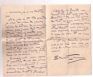 Très belle lettre autographe signée de l'ecrivain Edouard Tavernier adressée au romancier Marcel ...
