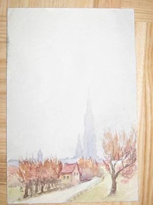 Seller image for Blick auf Ulm von der Augsburger Stra�e, Original-Aquarell John Codrington for sale by Alte B�cherwelt