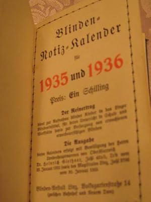 Blinden-Notiz-Kalender für 1935 und 1936