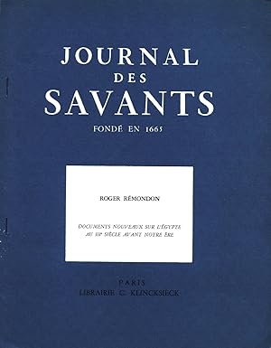 Documents nouveaux sur l'Egypte au IIIe siècle avant notre ère Journal des savants. Juillet-septe...