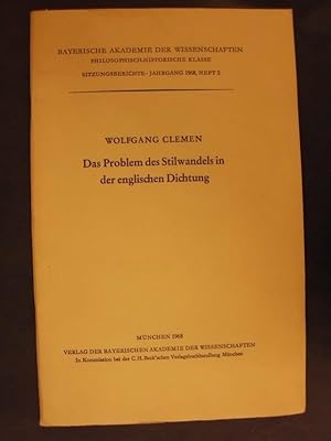 Bild des Verkufers fr Das Problem des Stilwandels in der englischen Dichtung - Vorgetragen am 07.06.1967 zum Verkauf von Buchantiquariat Uwe Sticht, Einzelunter.