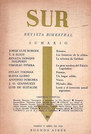 Imagen del vendedor de SUR - No. 251, marzo abril de 1958 a la venta por Buenos Aires Libros