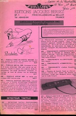 Imagen del vendedor de CATALOGUE ARTICLE JANVIER 1983 a la venta por Le-Livre