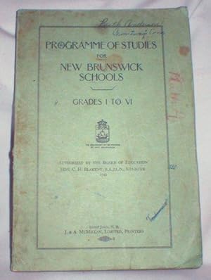 Programme of Studies for New Brunswick Schools, Grades I to VI