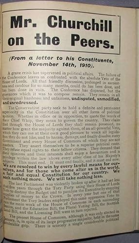 Bild des Verkufers fr Mr. Churchill on the Peers by Winston S. Churchill, original 1910 leaflet, bound in Pamphlets & Leaflets for 1910, Being the Publications for the Year of the Liberal Publication Department zum Verkauf von Churchill Book Collector ABAA/ILAB/IOBA