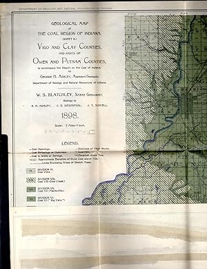 Seller image for MAP: Geologic Map of the Coal Region of Indiana (Sheet B) Vigo and Clay Counties and Parts of Owen and Putnam Counties. for sale by Dorley House Books, Inc.