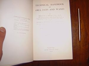 Seller image for technical handbook of oils, fats and waxes. for sale by Librairie FAUGUET