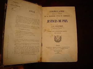 Image du vendeur pour Formulaire gnral et complet de la Procdure civile et criminelle des Justices de paix.Tome premier. mis en vente par Librairie FAUGUET