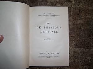 Image du vendeur pour prcis de physique mdicale. mis en vente par Librairie FAUGUET