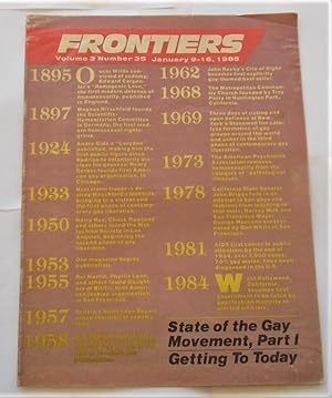 Seller image for Frontiers (Vol. Volume 3 Number No. 35, January 9-16, 1985) Gay Newsmagazine News Magazine for sale by Bloomsbury Books