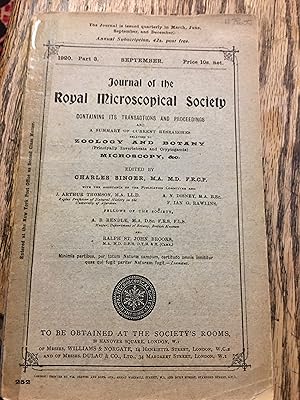 Seller image for Journal of the Royal Microscopical Society containing its Transactions and Proceedings and a summary of Current Researches.Part 3, Sept 1920. for sale by Bristlecone Books  RMABA