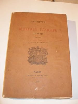 ARCHIVES DES MAITRES D' ARMES DE PARIS