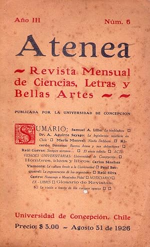 Imagen del vendedor de ATENEA - No. 6 - Ao III, volumen II, 2 semestre de 1926 a la venta por Buenos Aires Libros