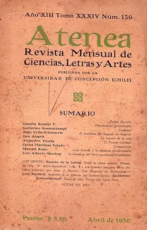 Imagen del vendedor de ATENEA - No. 130 - Ao XIII, abril de 1936 a la venta por Buenos Aires Libros