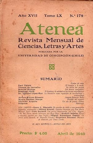 Imagen del vendedor de ATENEA - No. 178 - Ao XVII, tomo LX, abril de 1940 a la venta por Buenos Aires Libros