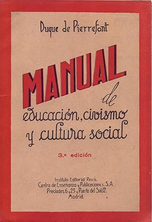 Imagen del vendedor de MANUAL DE EDUCACION, CIVISMO Y CULTURA SOCIAL a la venta por Libreria 7 Soles