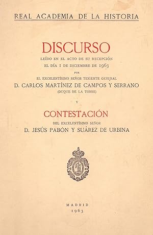 Image du vendeur pour DISCURSOS, REAL ACADEMIA DE LA HISTORIA 1 SEPTIEMBRE DE 1963 mis en vente par Libreria 7 Soles