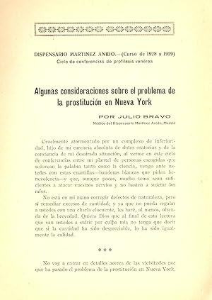 Seller image for ALGUNAS CONSIDERACIONES SOBRE EL PROBLEMA DE LA PROSTITUCION EN NUEVA YORK for sale by Libreria 7 Soles