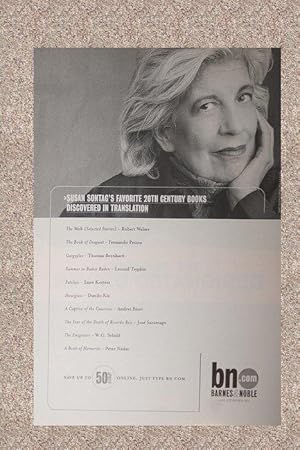 Immagine del venditore per SUSAN SONTAG: BARNES & NOBLE PRINT ADVERTISEMENT - Rare Pristine Copy of The Actual Advertisement - ONLY COPY ONLINE venduto da ModernRare