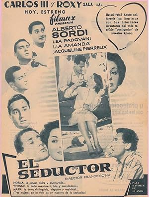 EL SEDUCTOR: Director: Franco Rossi - Actores: Alberto Sordi, Lea Padovani, Lia Amanda/ Publicida...