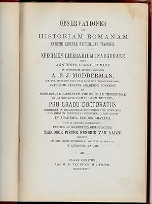Observationes in historiam romanam extremi liberae reipublicae temporis. Dissertation Leiden.