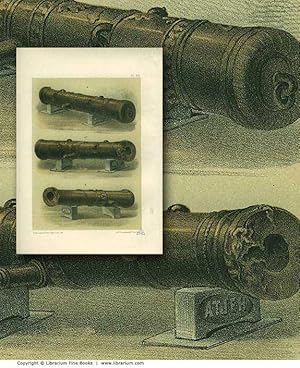 Imagen del vendedor de [ARTILLERY] Antique Bronze Cannons and Mortars. ORIGINAL 19th CENTURY TINTED LITHOGRAPH PRINT. a la venta por Librarium of The Hague