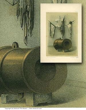 Imagen del vendedor de [ARTILLERY] Antique Bronze Cannons and Mortars. ORIGINAL 19th CENTURY TINTED LITHOGRAPH PRINT. a la venta por Librarium of The Hague