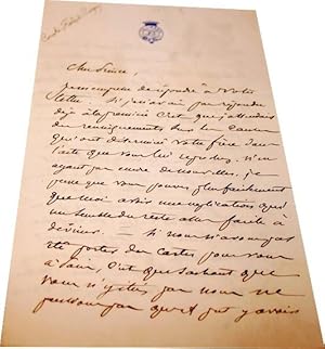 Seller image for Lettre Autographe Signe de PERSIGNY JEAN GILBERT VICTOR FIALIN DUC DE (1808-1872) adresse au Prince de la Moskowa. Victor Fialin ne comprend pas les actes reproches au frres du Prince de la Moskowa. for sale by JOIE DE LIRE