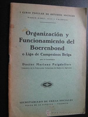 Seller image for ORGANIZACIN Y FUNCIONAMIENTO DEL BOERDENBOND for sale by Librera Maestro Gozalbo