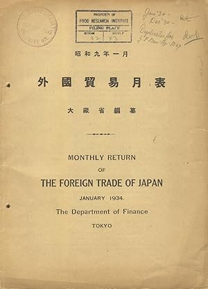 Monthly return of the foreign trade of Japan, January 1934 [cover title]