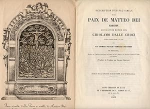 Bild des Verkufers fr Description d un fac-simile de la paix de matteo dei florentin suivie d une notice sur Girolamo dalle Croci. Extrait de la livraison de Mars 1868 de l investigateur. zum Verkauf von Wissenschaftliches Antiquariat Kln Dr. Sebastian Peters UG