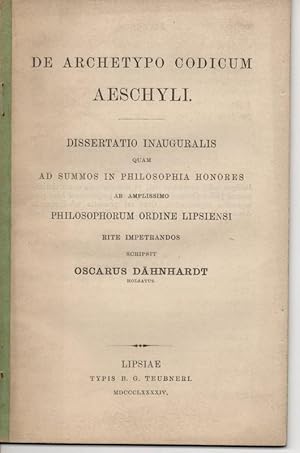 De Archetypo codicum Aeschyli. Dissertation