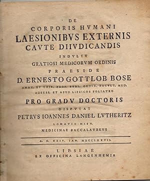 Medizinische Dissertation. De corporis humani laesionibus externis caute diiudicandis.