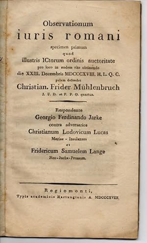 Observationum iuris romani specimen primum: Peculium quatenus ad universitatis, quas vocant iuris...