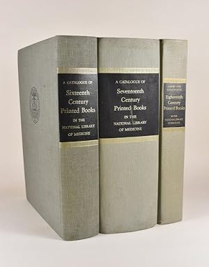 Bild des Verkufers fr A Catalogue of Sixteenth Century Printed Books in the National Library of Medicine. Bethesda, Maryland. 1967. First Edition, 4to, 698pp., 1 facsimile, orig. cloth. [Sold with:] KRIVATSY (Peter) Compiler. A Catalogue of Seventeenth Century Printed Books in the National Library of Medicine. National Library of Medicine. 1989. First Edition, 4to, 1,315pp., small neat library stamp on title-page, orig. cloth. [Sold with:] BLAKE (John B.) Compiler. A Short Title Catalogue of Eighteenth Century Printed Books in the National Library of Medicine. zum Verkauf von Forest Books, ABA-ILAB