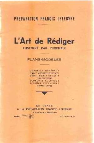 L'art de rediger enseigné par l'exemple/ plans-modeles