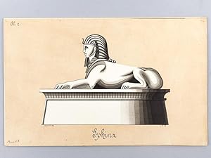 Art d'Egypte. [ Lot de 7 lavis et un pastel originaux ] Pyramide de Chéops. Coupe du Sud au Nord ...