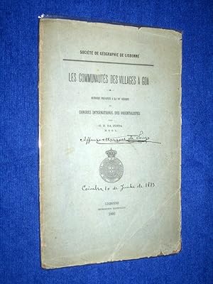 Bild des Verkufers fr Les Communautes Des Villages A Goa. Memoire presente a la 10th session Congres International Des Orientalistes. zum Verkauf von Tony Hutchinson