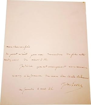 Imagen del vendedor de Lettre Autographe Signe de FAVRE Jules (1809-1880) du 2 mai 1846. a la venta por JOIE DE LIRE