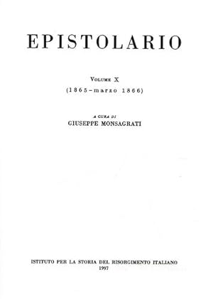 Bild des Verkufers fr Epistolario vol.X: 1865-Marzo 1866. zum Verkauf von FIRENZELIBRI SRL