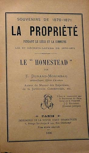 Souvenirs de 1870-1871, La propriété pendant le Siège de la Commune. Loi et décrets-loyers de 187...