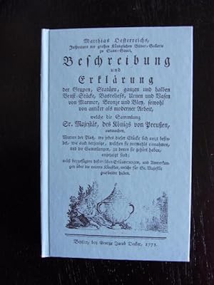 Bild des Verkufers fr Beschreibung von denen Sieben neu erbaueten Zimmern, zwey Slen, und zwey Gallerien, in dem gewesenen Oragen-Hause in Sans-Souci. Potsdam 1775. Reprint der Ausg.v. 1924. zum Verkauf von Antiquariat Seidel & Richter