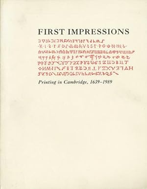 Bild des Verkufers fr First Impressions. Printing in Cambridge, 1639-1989 zum Verkauf von Kaaterskill Books, ABAA/ILAB