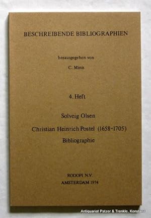 Bild des Verkufers fr Christian Heinrich Postel (1658-1705). Bibliographie. Amsterdam, Rodopi, 1974. 92 S. Or.-Kart. (Beschreibende Bibliographien, 4). (ISBN 9062030815). zum Verkauf von Jrgen Patzer