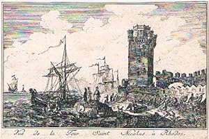 Vue de la tour Saint Nicolas à Rhodes. Kupferstich aus dem 1. Band der "Voyage Pittoresque de la ...