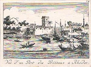 Vue d`un Port des Bateaux à Rhodes. Kupferstich Nr. 72 aus dem 1. Band der "Voyage Pittoresque de...