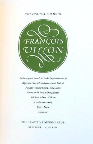 THE LYRICAL POEMS OF FRANCOIS VILLON