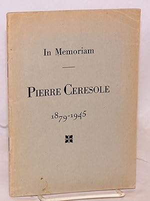 Imagen del vendedor de In memoriam Pierre Ceresole, 1879 - 1945 a la venta por Bolerium Books Inc.