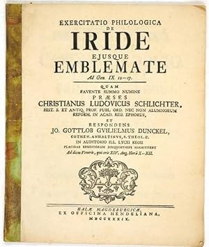 Seller image for De Iride ejusque Emblemate Ad Gen. IX. 12-17. for sale by Antiq. F.-D. Shn - Medicusbooks.Com