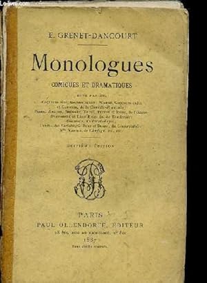 Image du vendeur pour MONOLOGUES. COMIQUES ET DRAMATIQUES. mis en vente par Le-Livre